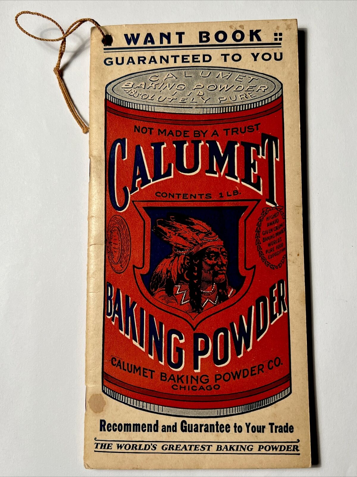 vintage CALUMET Baking POWDER Want Book UNUSED Cute Graphics Red CHEIF