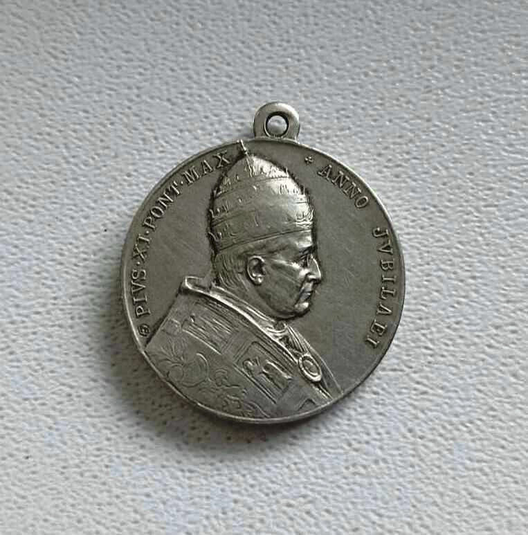 Rare Antique Religion Silver Church Catholic Icon medallion/pendant-POPE PIUS XI