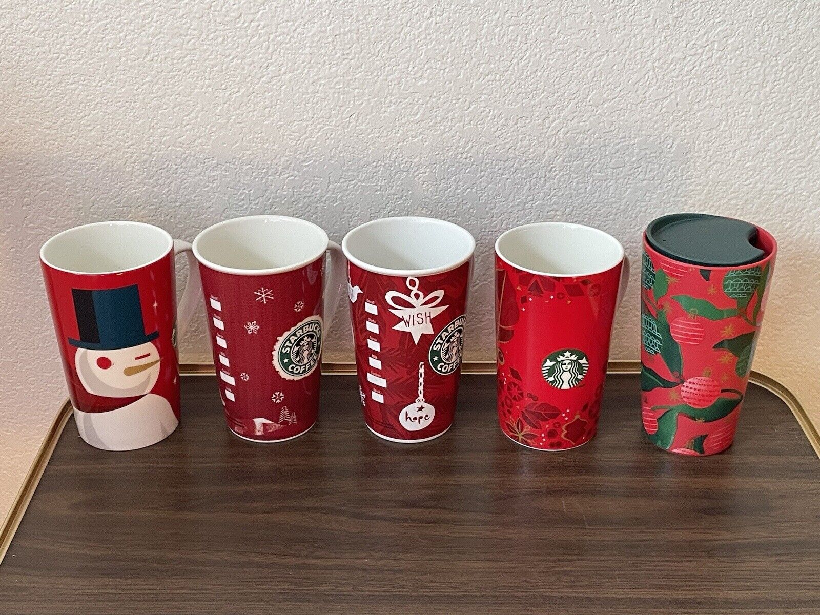 Starbucks-A-Thon 5 Coffee Cups 2008/09/12/13/19 Christmas Theme