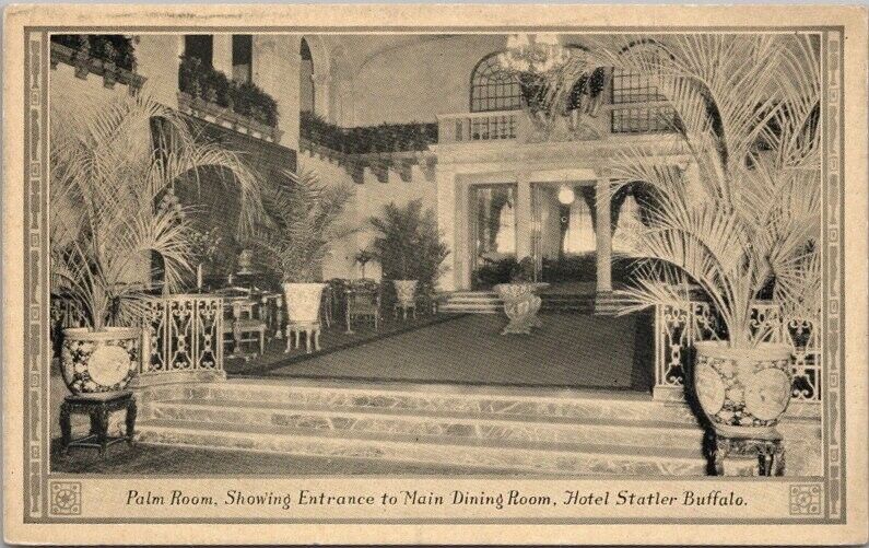 c1930s BUFFALO, New York Postcard HOTEL STATLER Palm Room / Dining Room View