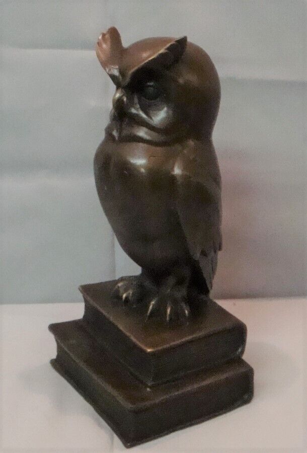 Art Deco Style Statue Sculpture Owl Owl Bird Wildlife Art Nouveau Style Bronze S