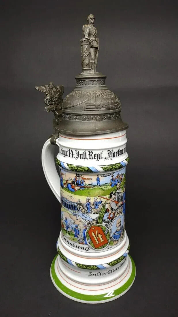 Vintage Imperial German Regimental Military Porcelain Stein