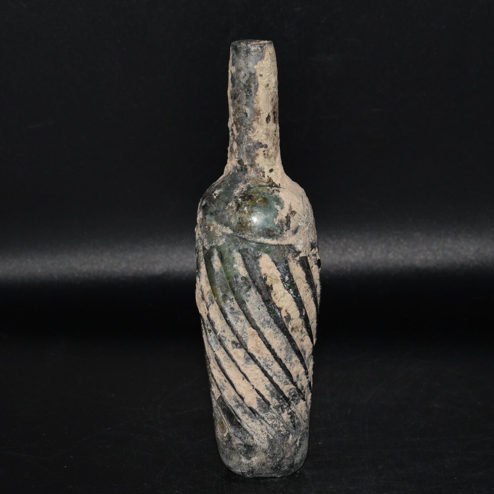 Large Ancient Intact Roman Glass Bottle with Long Spout Ca. 1st - 3rd Century AD