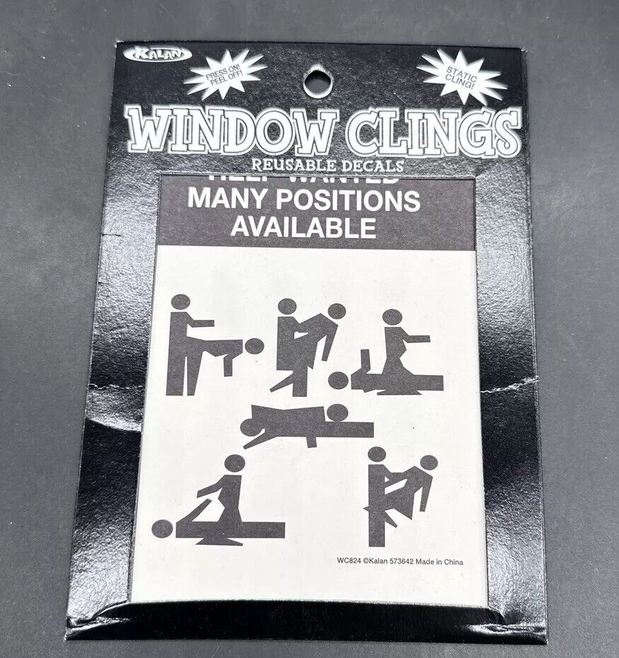 Vintage 90s Factory Sealed Kalan Window Cling Help Wanted Many Positions