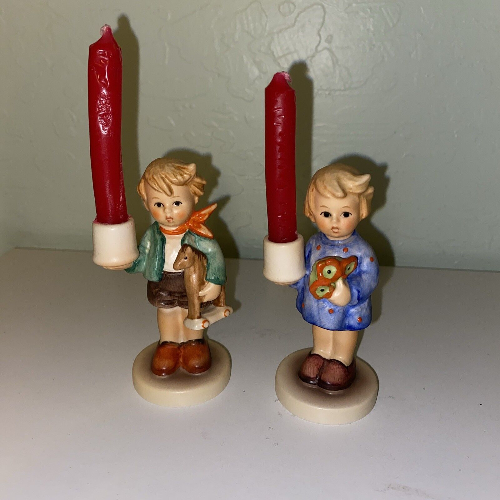 Pair of Vintage Hummel Christmas Advent Candle Holder Figurines #115 and #117