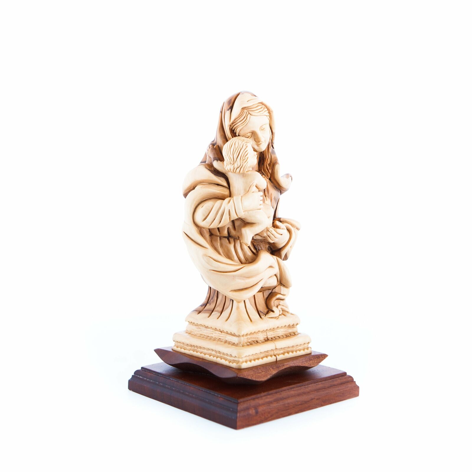 Virgin Mary w/ Holy Child and a Wooden Base, 9.4\