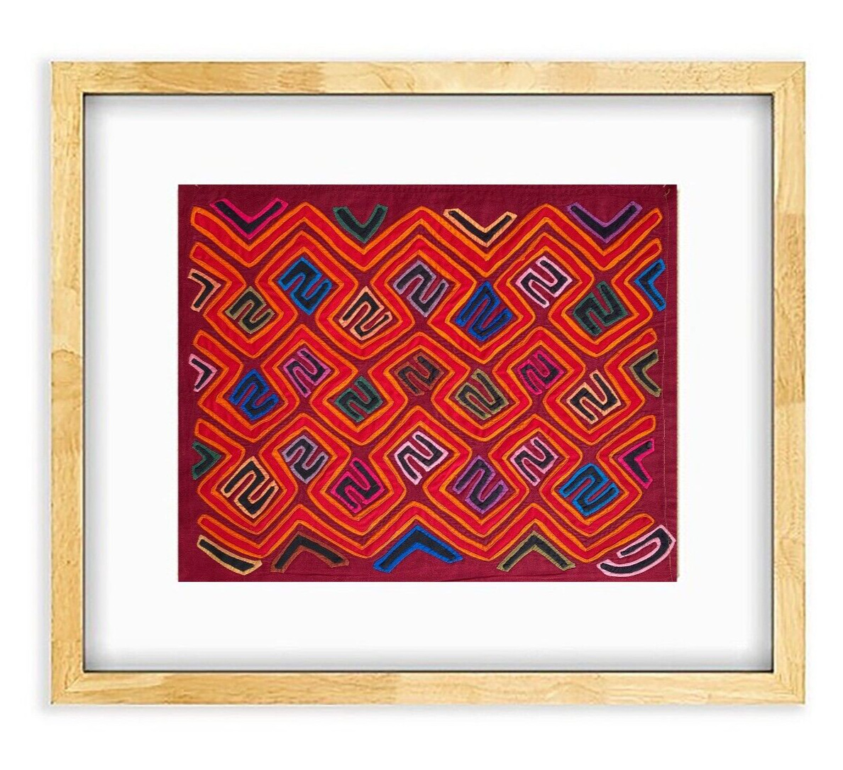 Aesthetic vintage small geometrical  tapestry/Handcrafted Panama Mola M0795