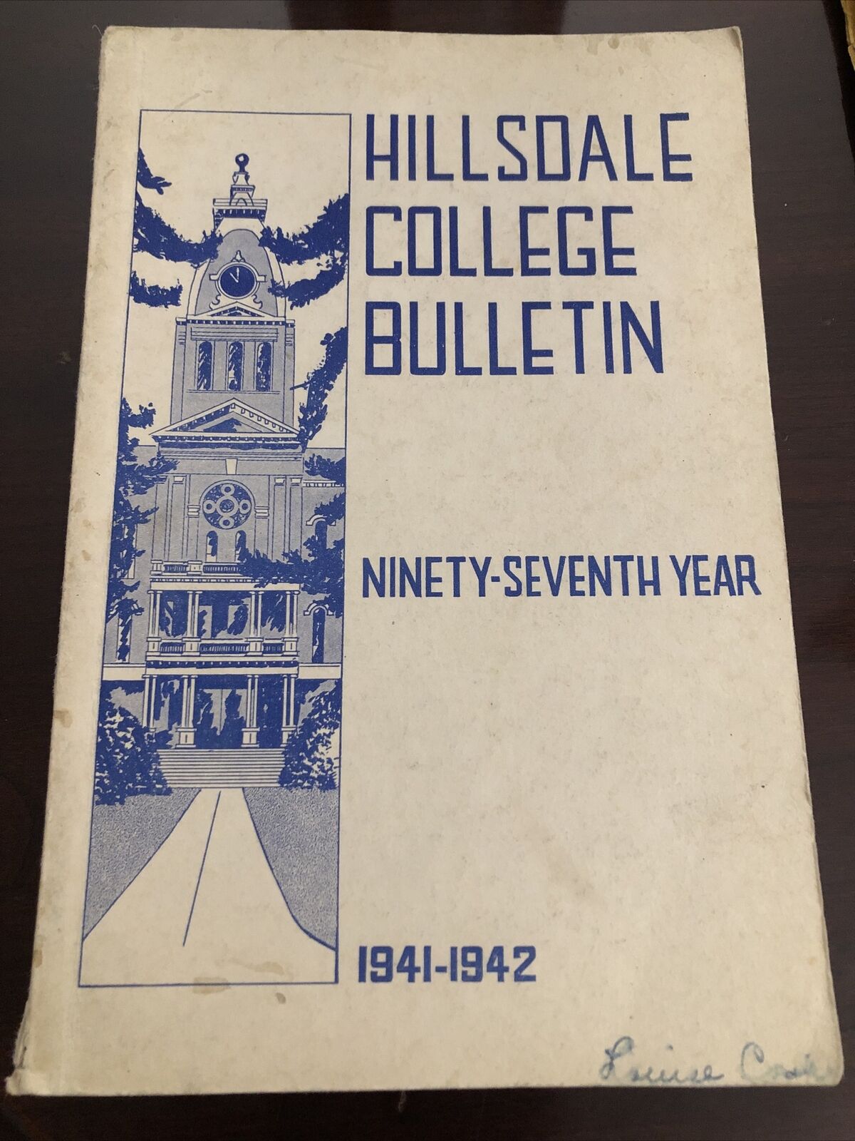1941-1942 Hillsdale College Bulletin Book 97th Year.