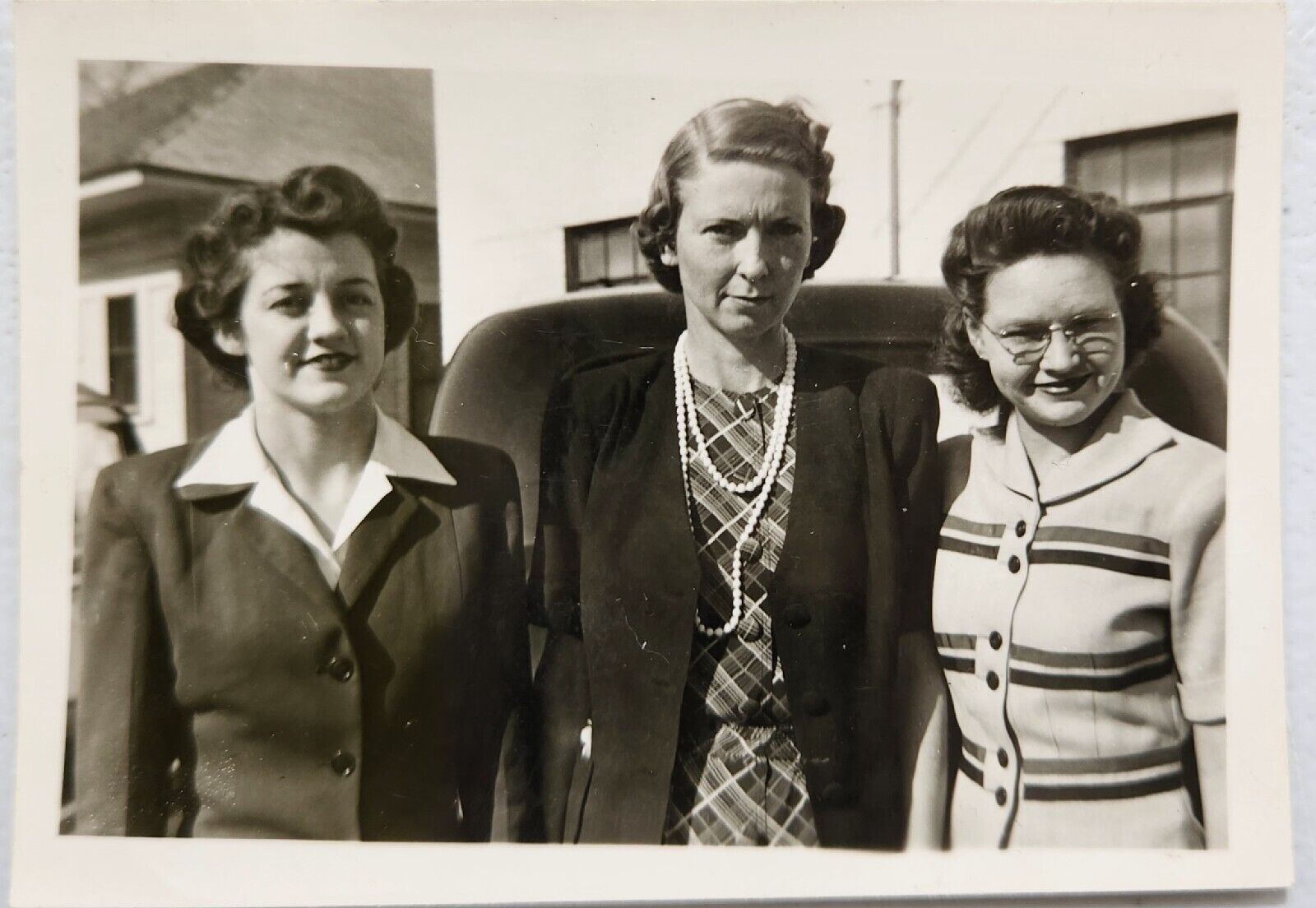 Vintage Black And White Photograph Of 3 Women