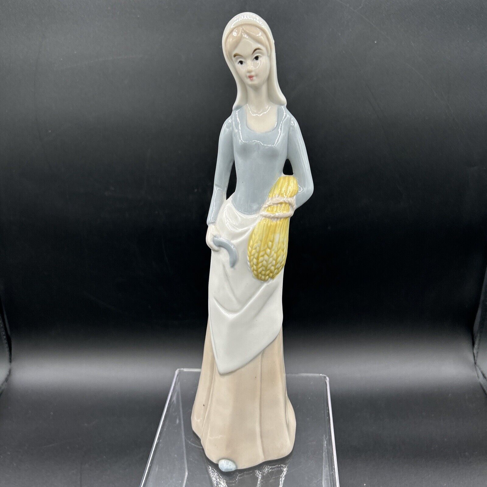 Lladro Inspired 11” Tall Lady with Wheat