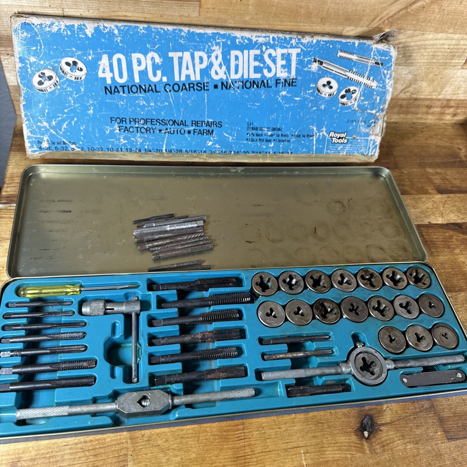 Vintage 70s Royal Tools 40pc Tap & Die Set W/ Case - Made In Japan