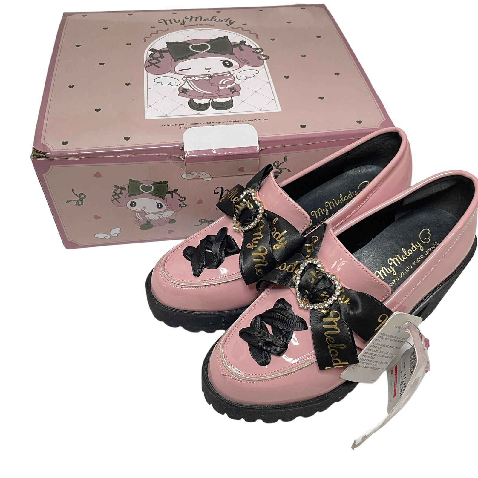 Omekashi Angel Series sanrio My melody Melokuro  Midnight loafers shoes Pink S