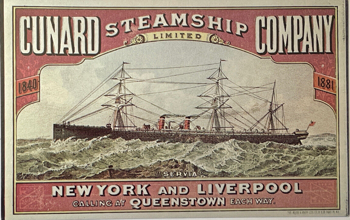 Cunard Steamship Co. - Servia - Transatlantic Research Vintage 1980 Postcard 