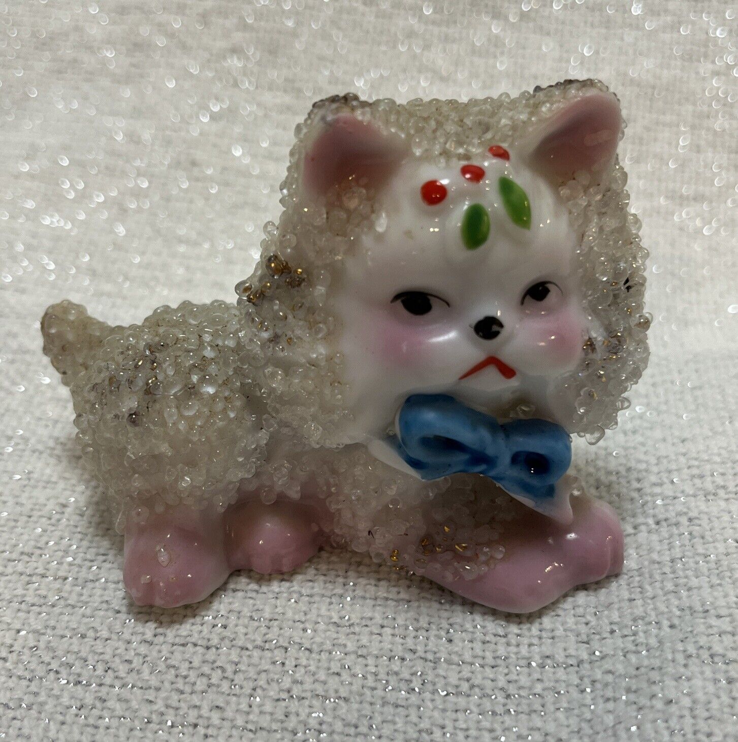 Vintage MCM Ceramic Kitten Japan 1950s Baby Face Figurine Kitty Cat