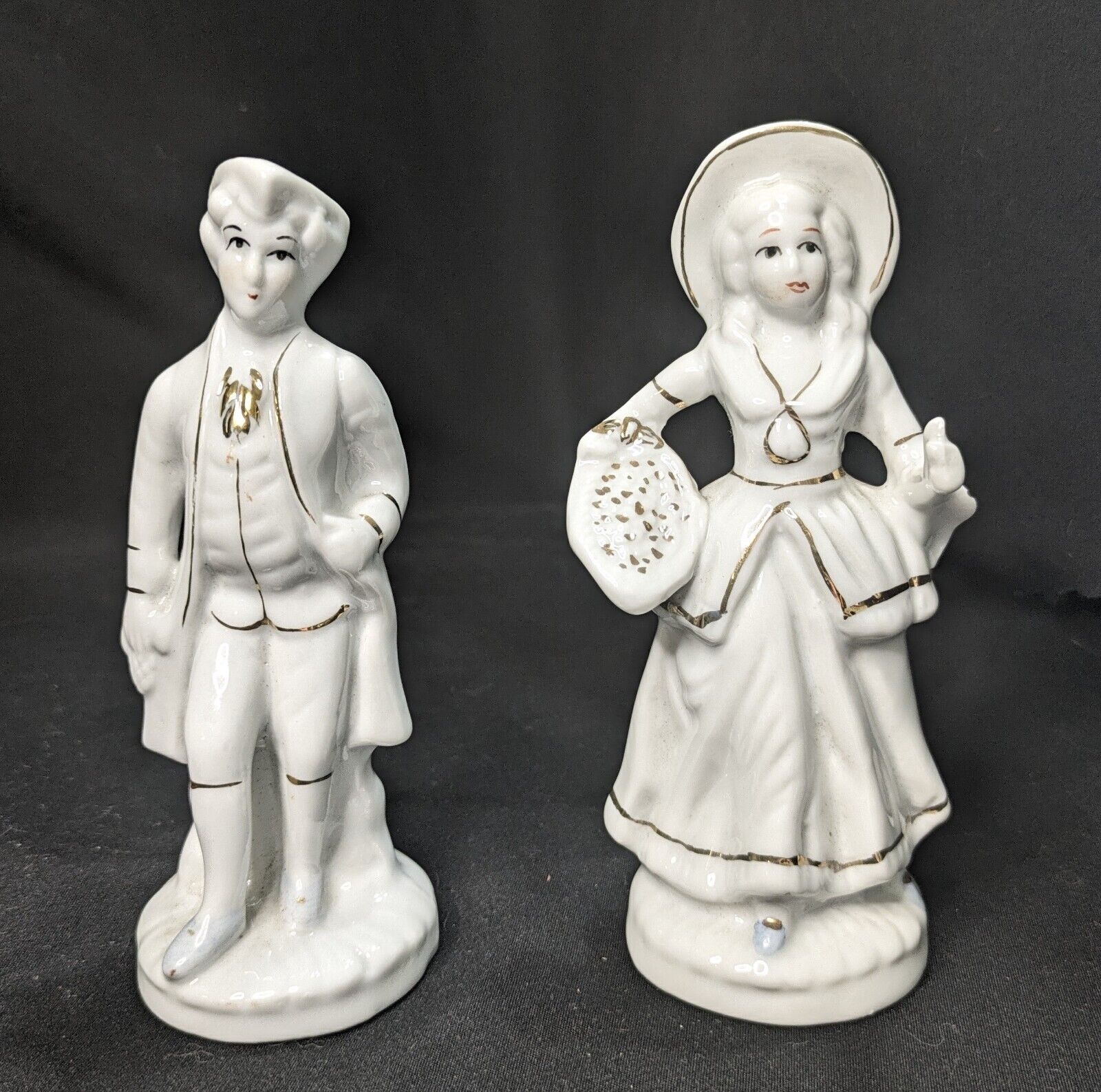 Vintage Hand Made Porcelain Victorian Figurines Man/Woman - One Of A Kind 