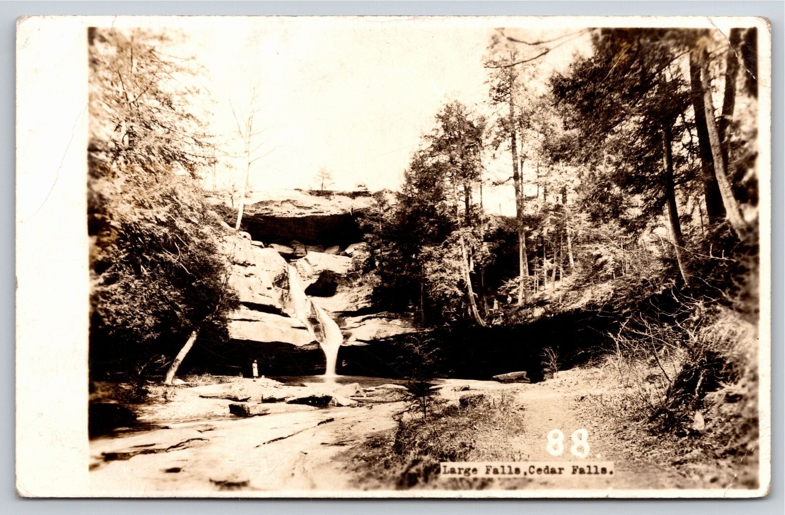Cedar Falls Iowa~Large Falls Scenic View~Real Photo Postcard~1940s RPPC