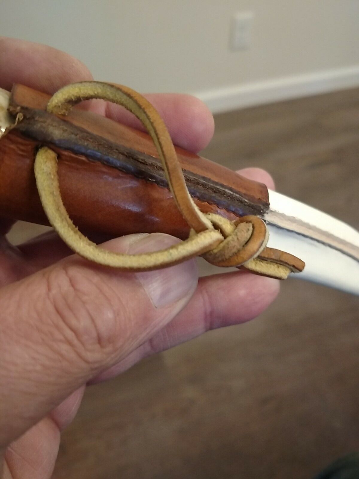 Beautiful Vintage Custom Stone Handled Fixed Blade Knife