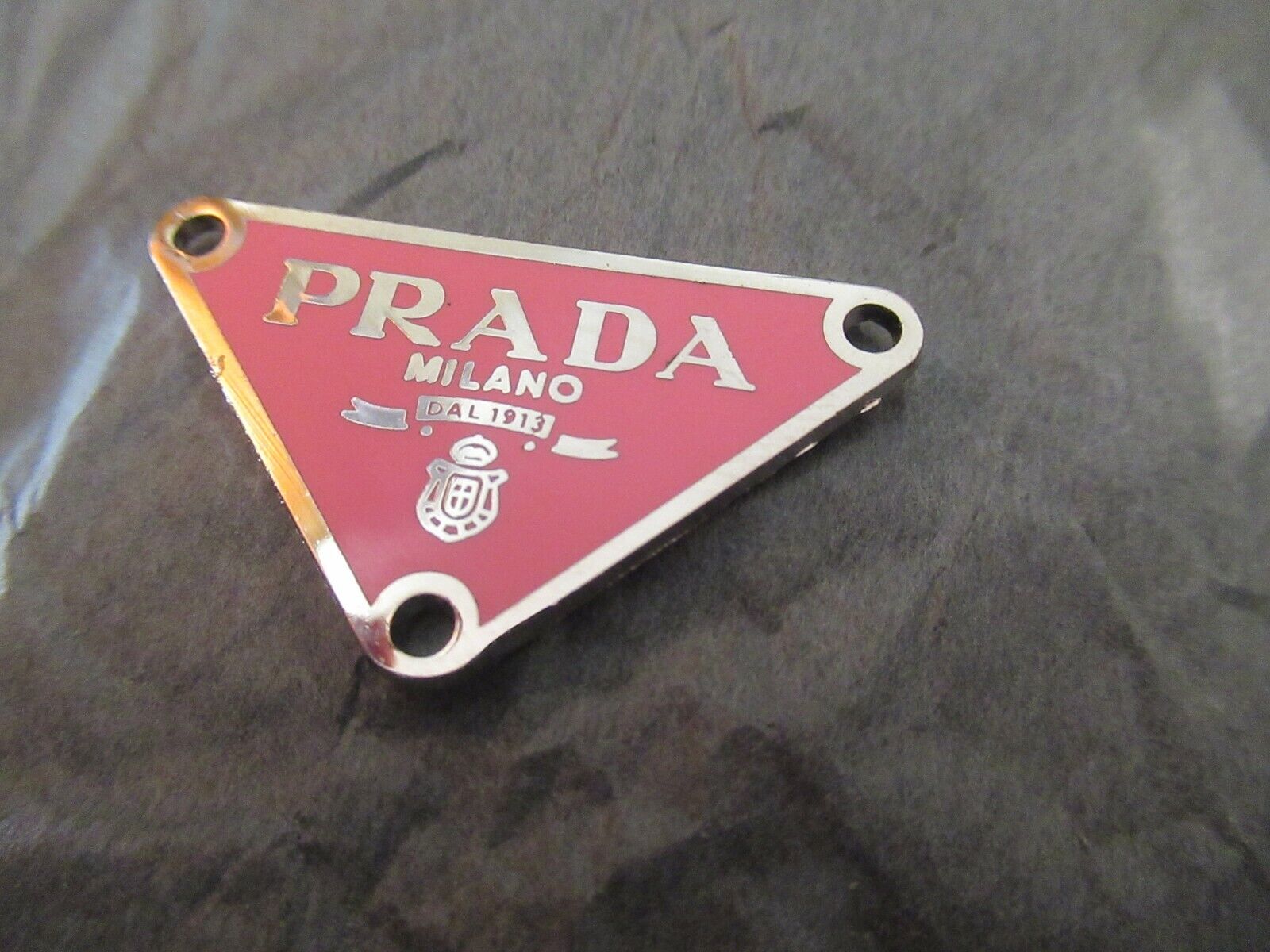 PRADA ZIP PULL   1''x1.5''  silver  tone pink ,   THIS IS FOR 1