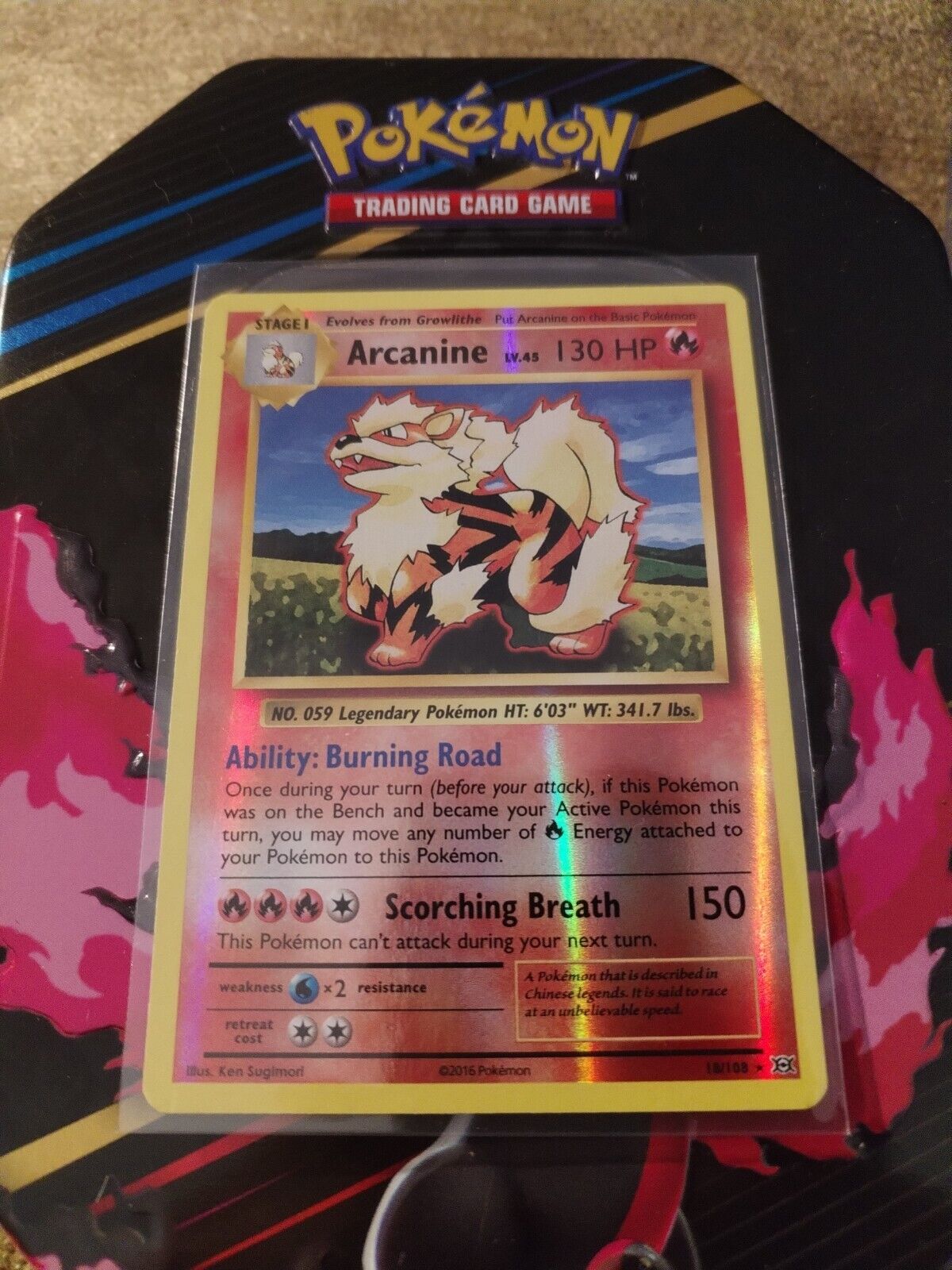 Pokémon TCG Arcanine Evolutions 18/108 Reverse Holo Rare