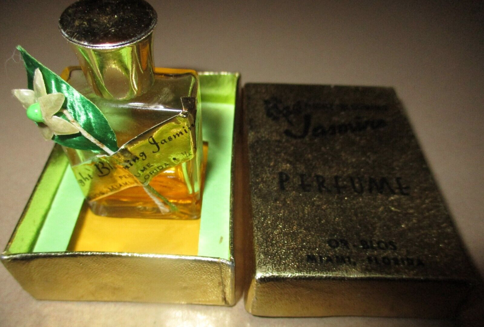 Vintage Night Blooming JASMINE Perfume, OR - BLOS, Miami Florida, Mini Souvenir