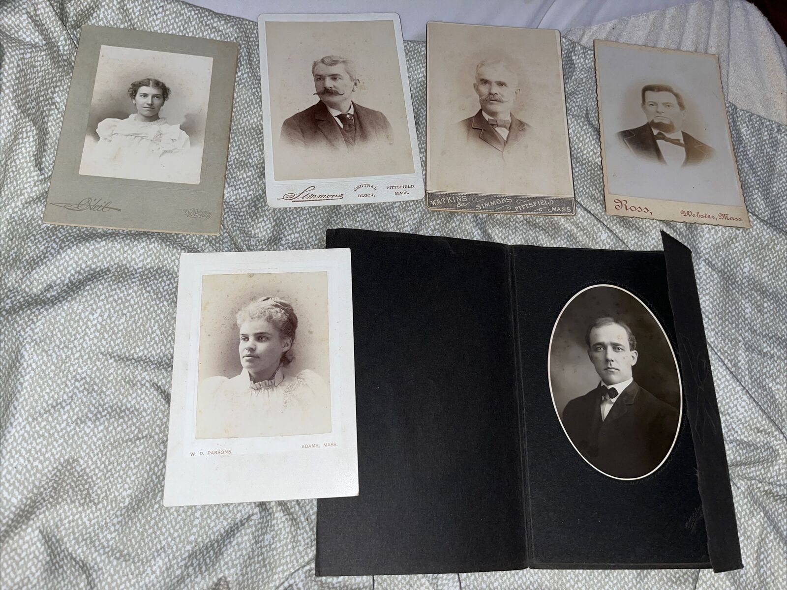 Lot 6 Antique Cabinet Card Portraits from Massachusetts Adams Pittsfield Webster