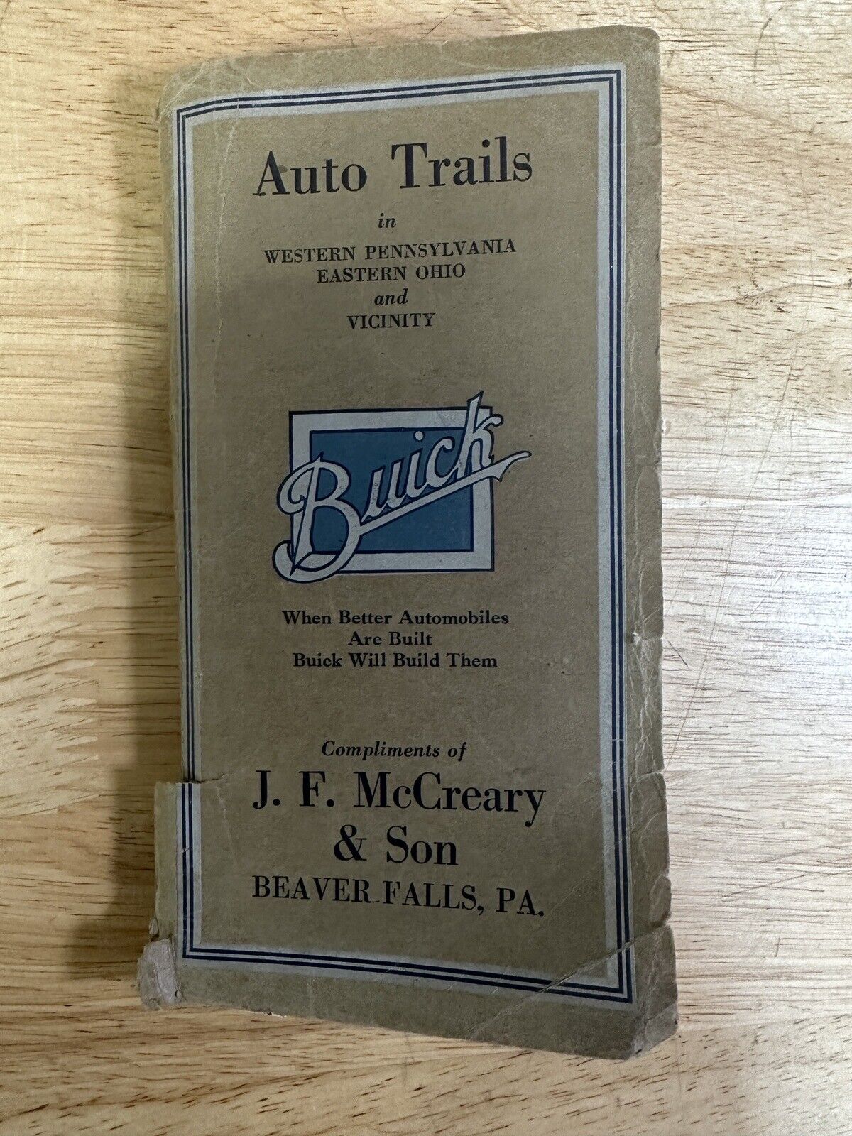 Antique 1922 Rand McNally Buick Sponsored Auto Trails Old Style Paper Map 