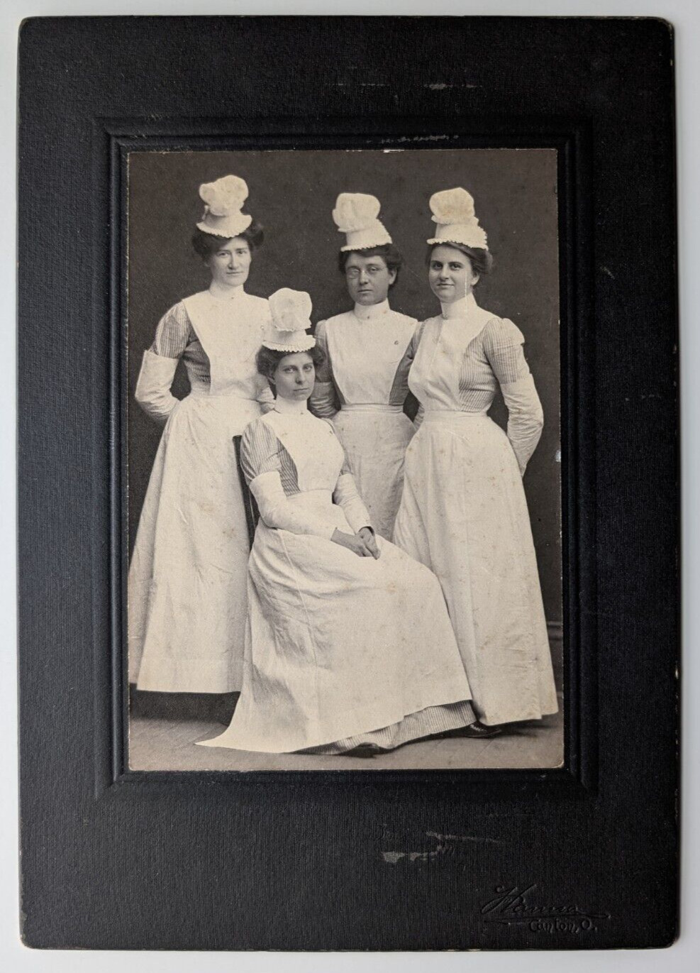 1900s Antique Cabinet Card Nurses Uniform Canton, Ohio Vintage Photograph ID'd