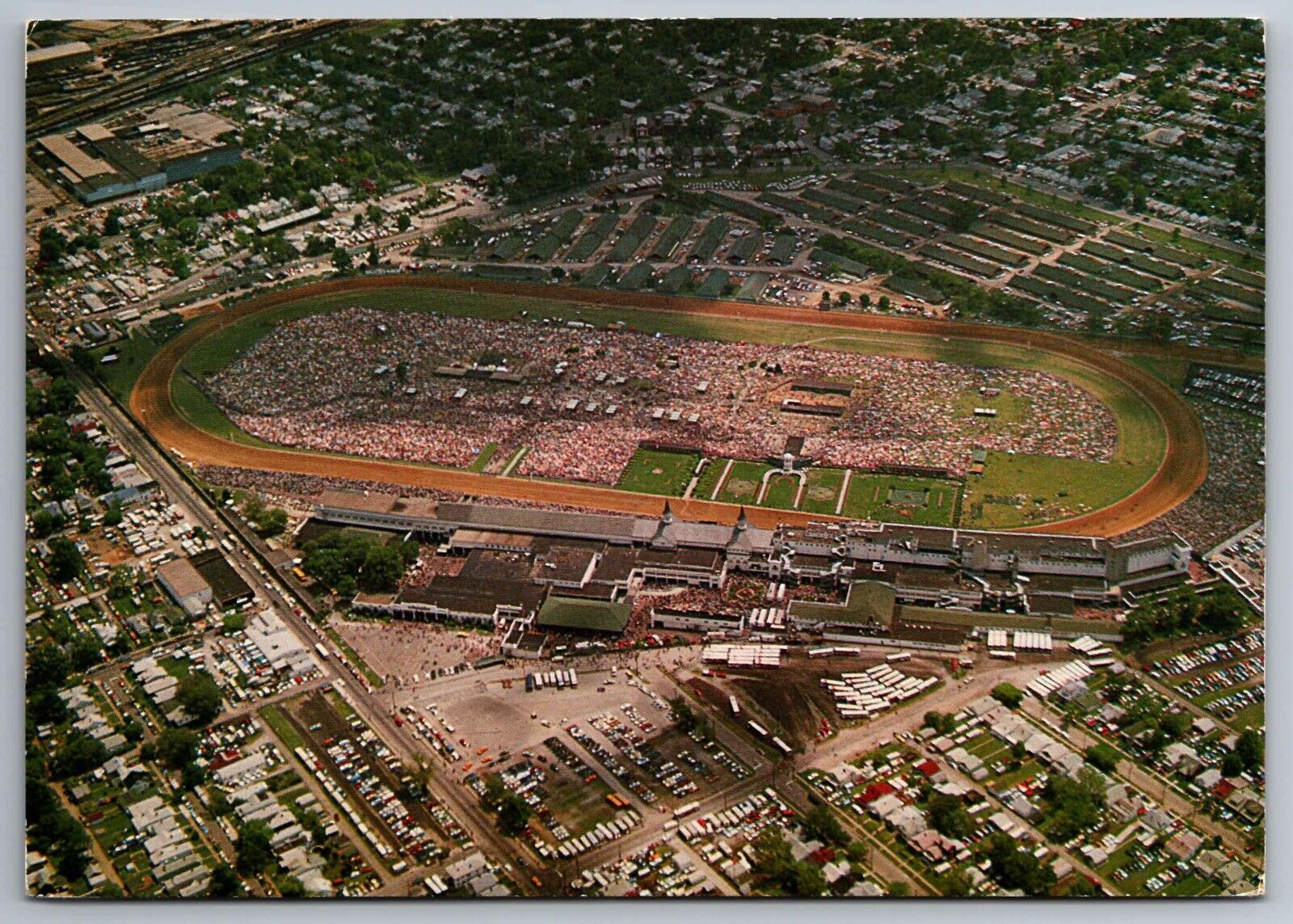 Postcard Aerial View of Churchill Downs on Derby Day    G 22