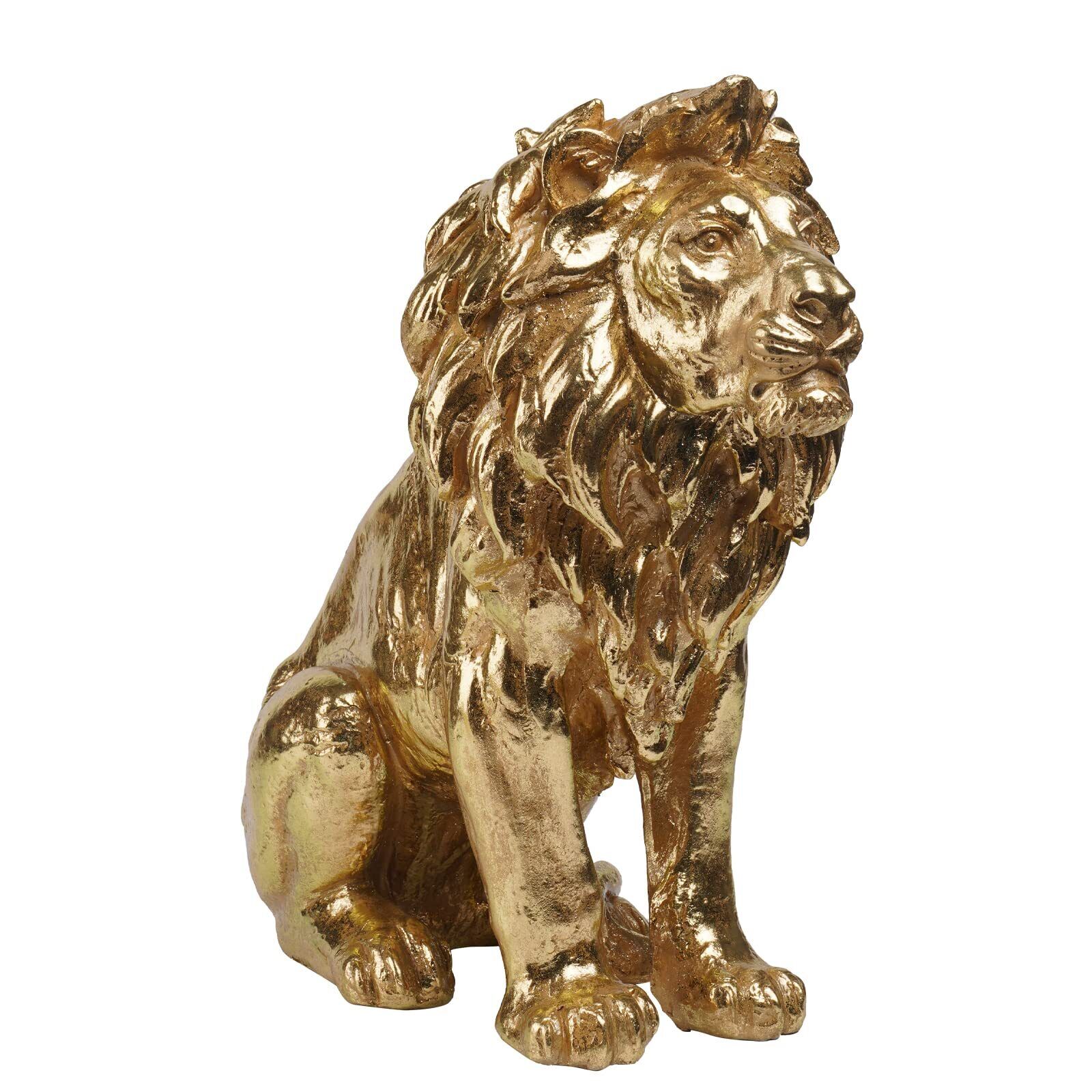 Gold Lion Statue Collectible Figurines – 20 Inch Gold Standing Lion Home Deco...