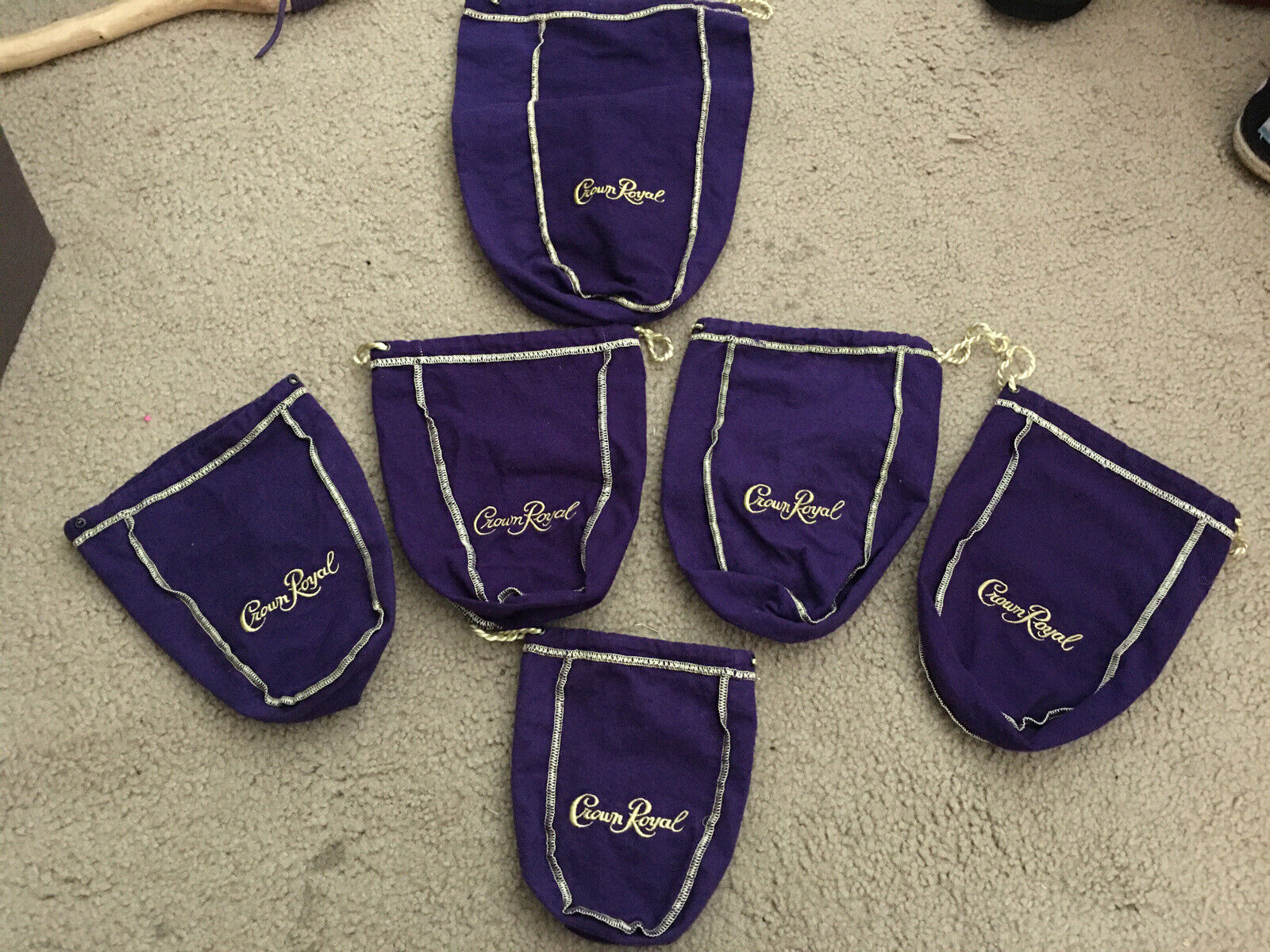 LOT OF 6 CROWN ROYAL BAGS Various Sizes - Great for Crafts and Projects