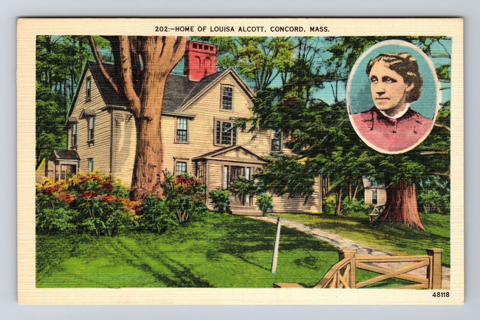 Concord MA-Massachusetts, Home Louisa Alcott, Vintage Postcard