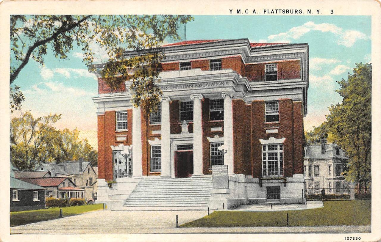 Plattsburg, NY New York  YMCA BUILDING  Clinton County ca1920\'s Vintage Postcard
