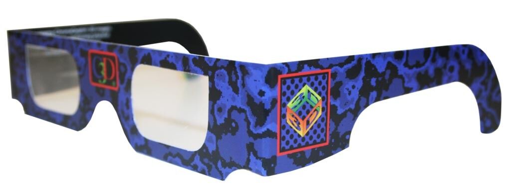 Chromadepth 4 PAIRS 3D GLASSES - BLUE CARDBOARD  Folded and ready to wear