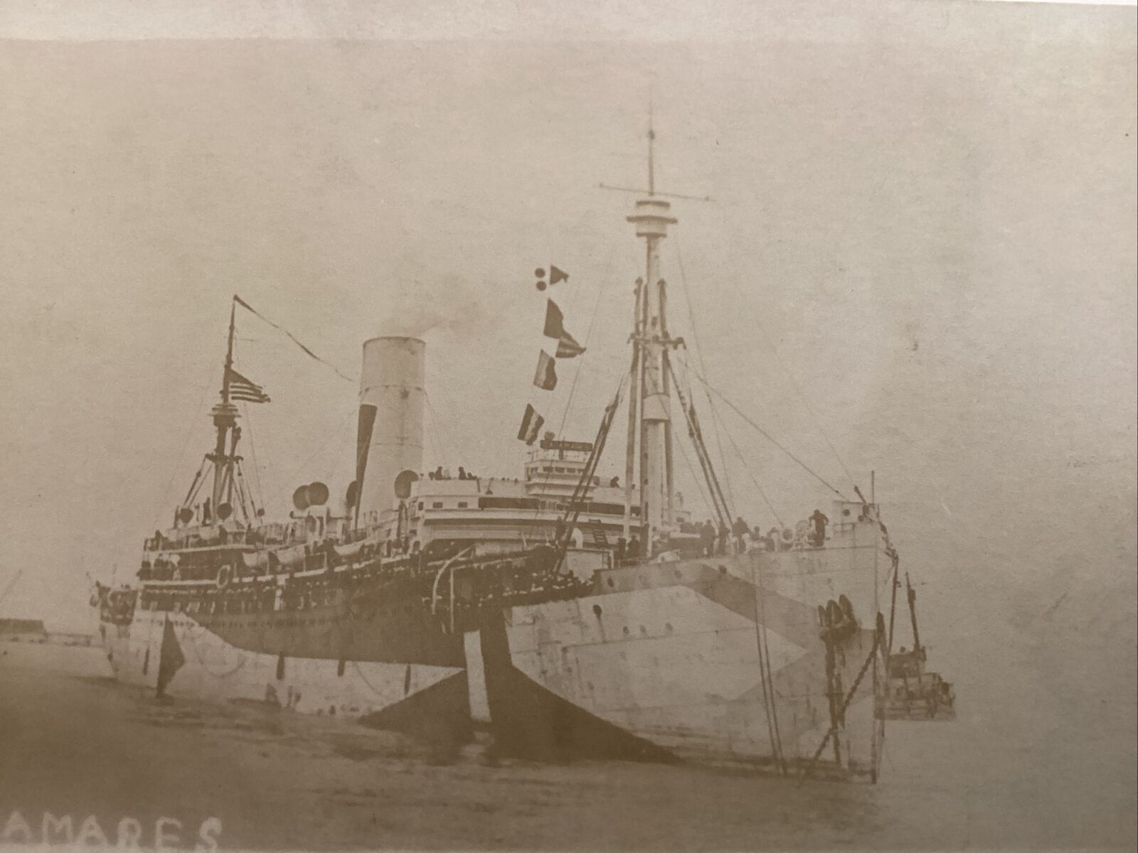 RPPC BW Photo WWI World War 1 USS Calamares Transport Ship Navy Postcard 1913-18