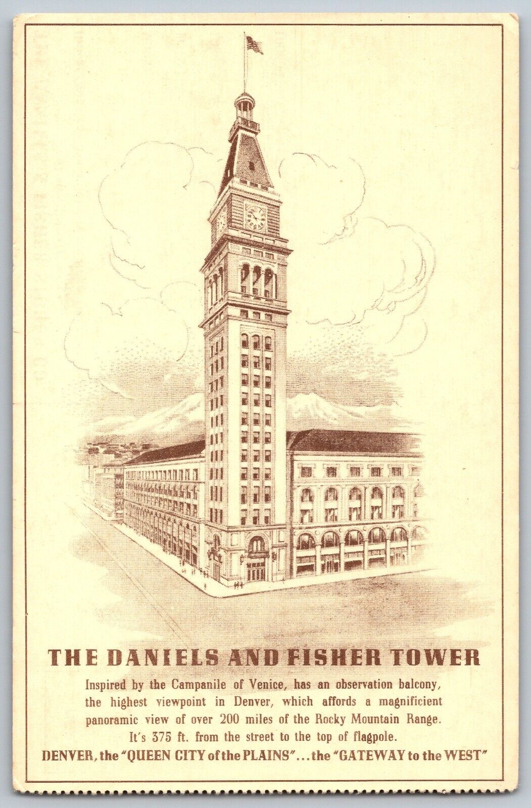 Denver, Colorado CO - The Daniels and Fisher Tower - Vintage Postcard - Unposted