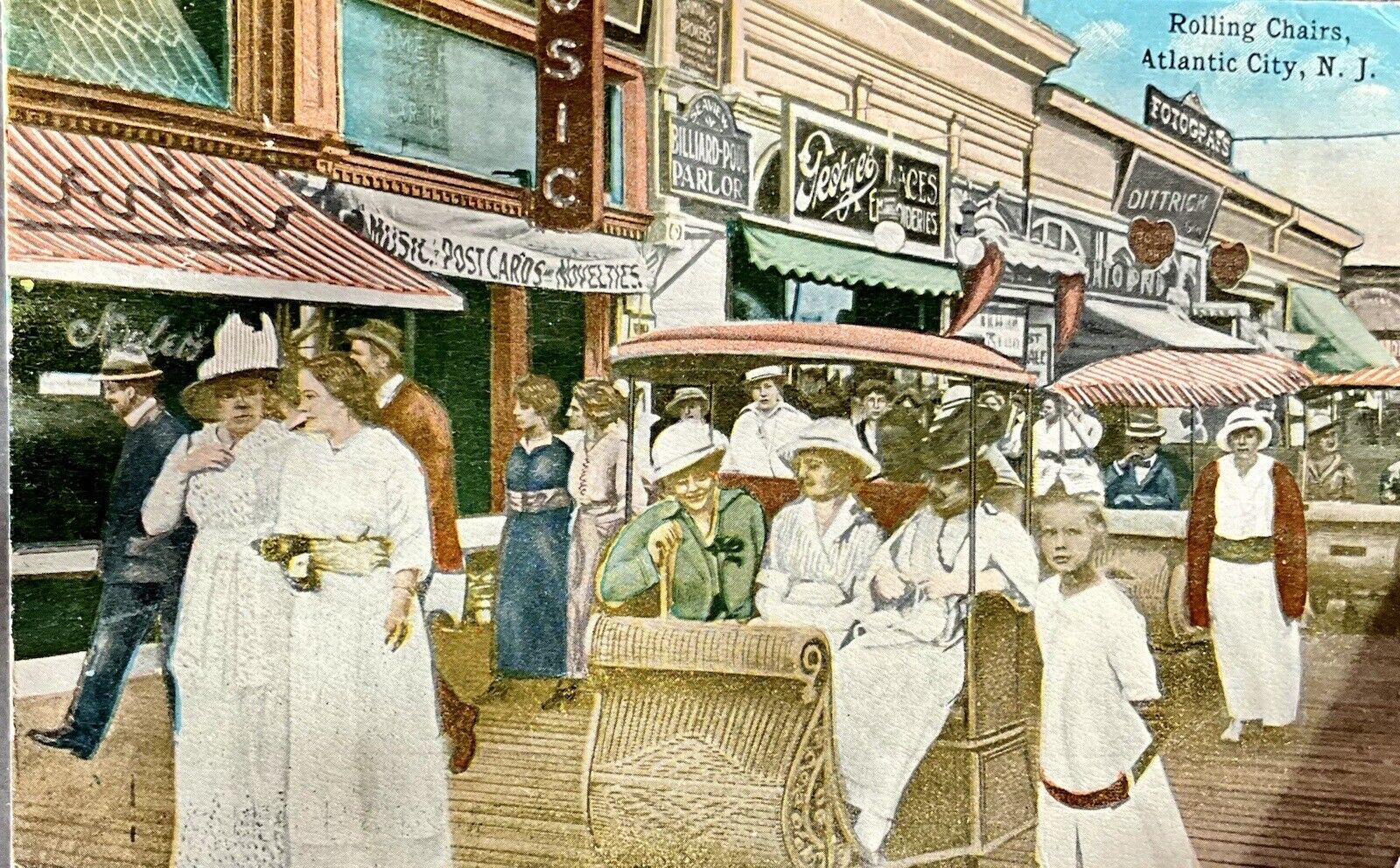 Rolling Chairs Atlantic City, N. J. Antique Postcard 1915