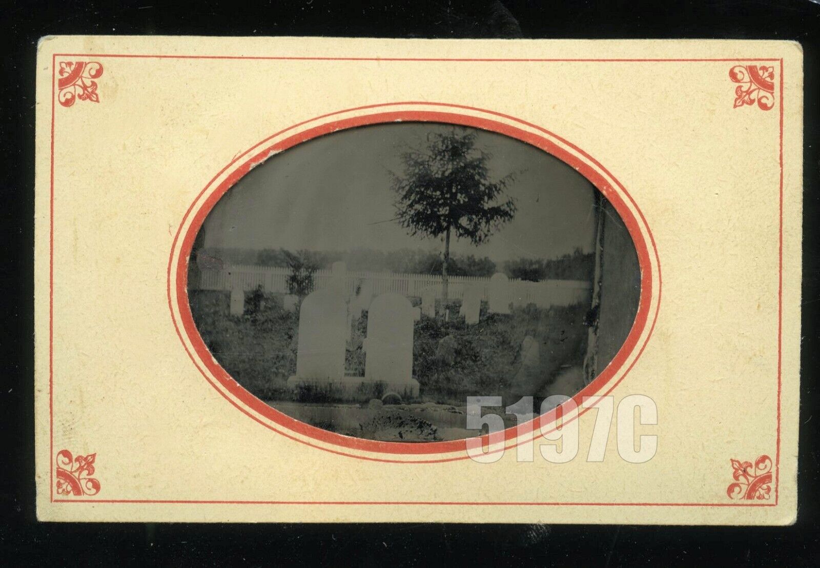 Rare 1870s Tintype of a Cemetery or Graveyard