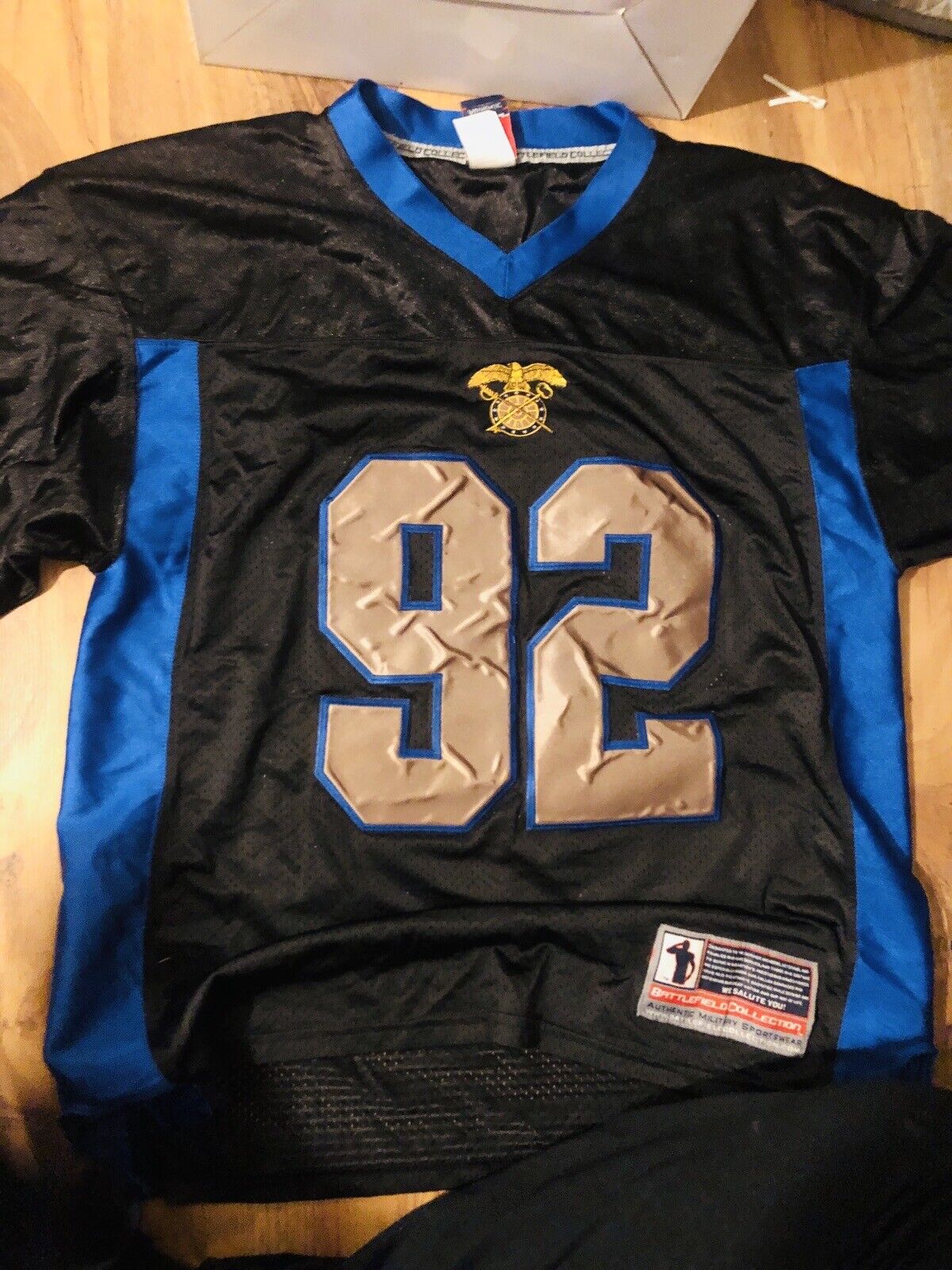 Black With Blue Jersey Authentic Military Sportswear In Good Condition.