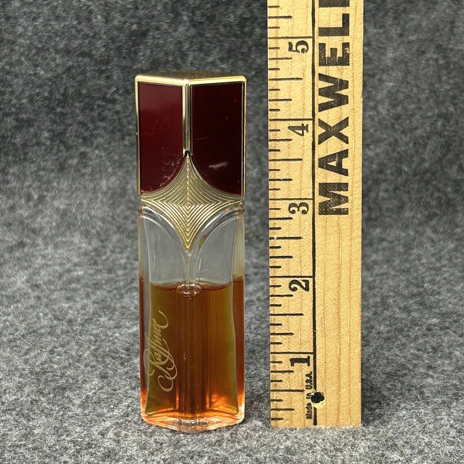 HOUBIGANT Raffinee Vintage Perfume Bottle Spray Burgundy Gold Half Full