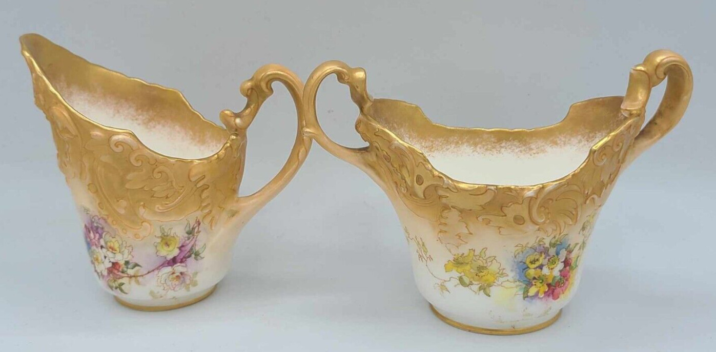 Antique (1805-1810) C. Doulton Burslem England Porcelain Sugar & Creamer