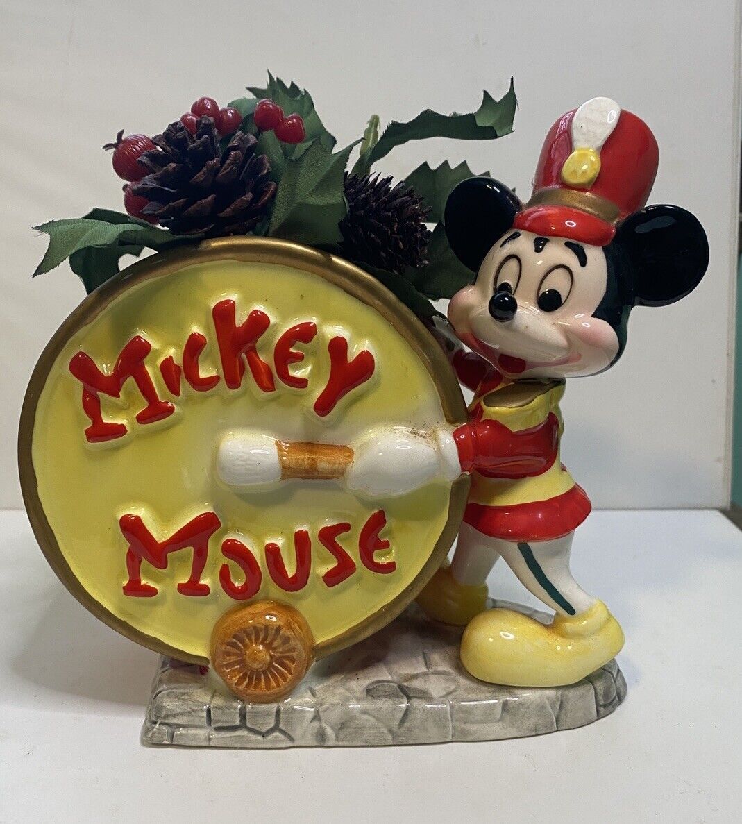 Vintage Walt Disney Drum Major Mickey Mouse Planter Ceramic