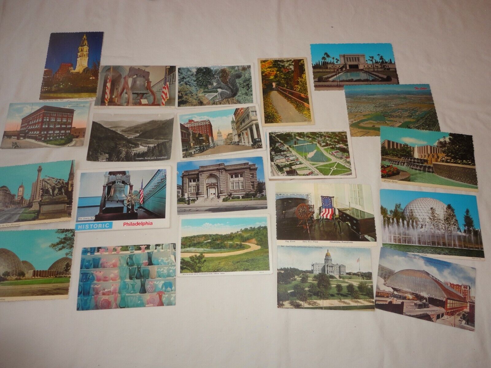 CITYS  STATES & TOWNS VTG POSTCARD LOT of 22 mixed  