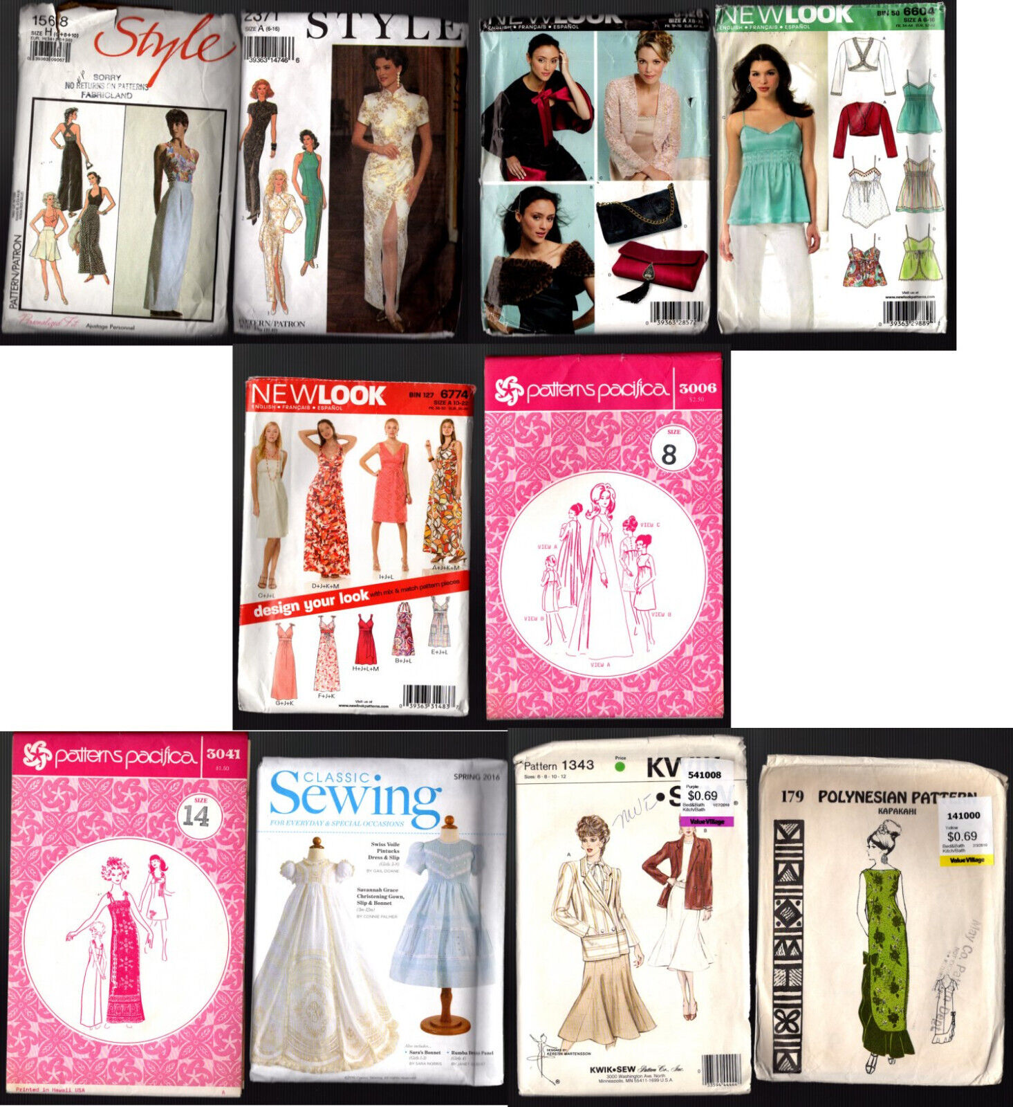 Vintage Patterns: 10 NEW LOOK, STYLE, PACIFICA, etc. #83