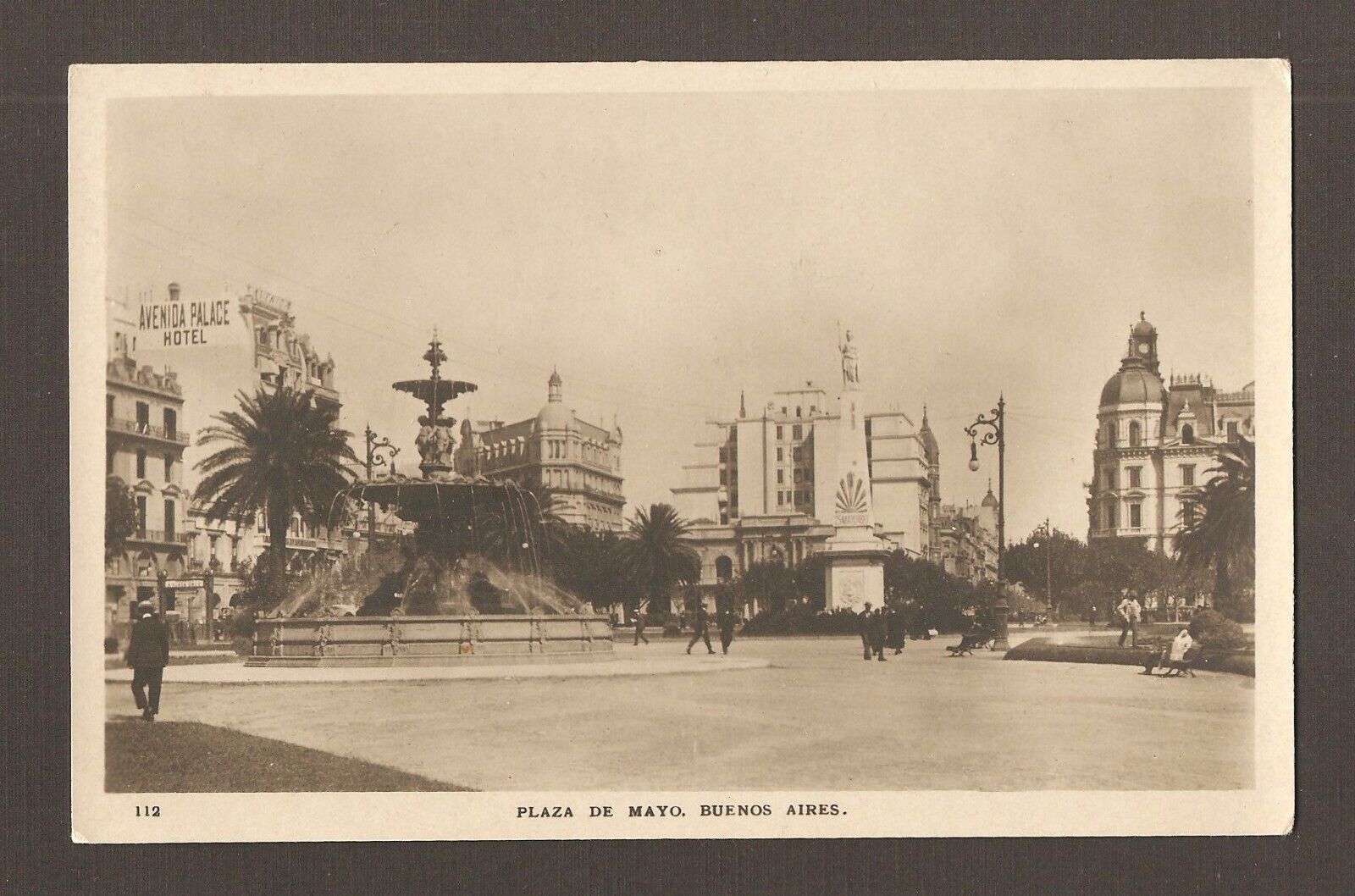 Old Antique 1927 Real Photo Postcard RPPC Plaza de Mayo Buenos Aires Argentina