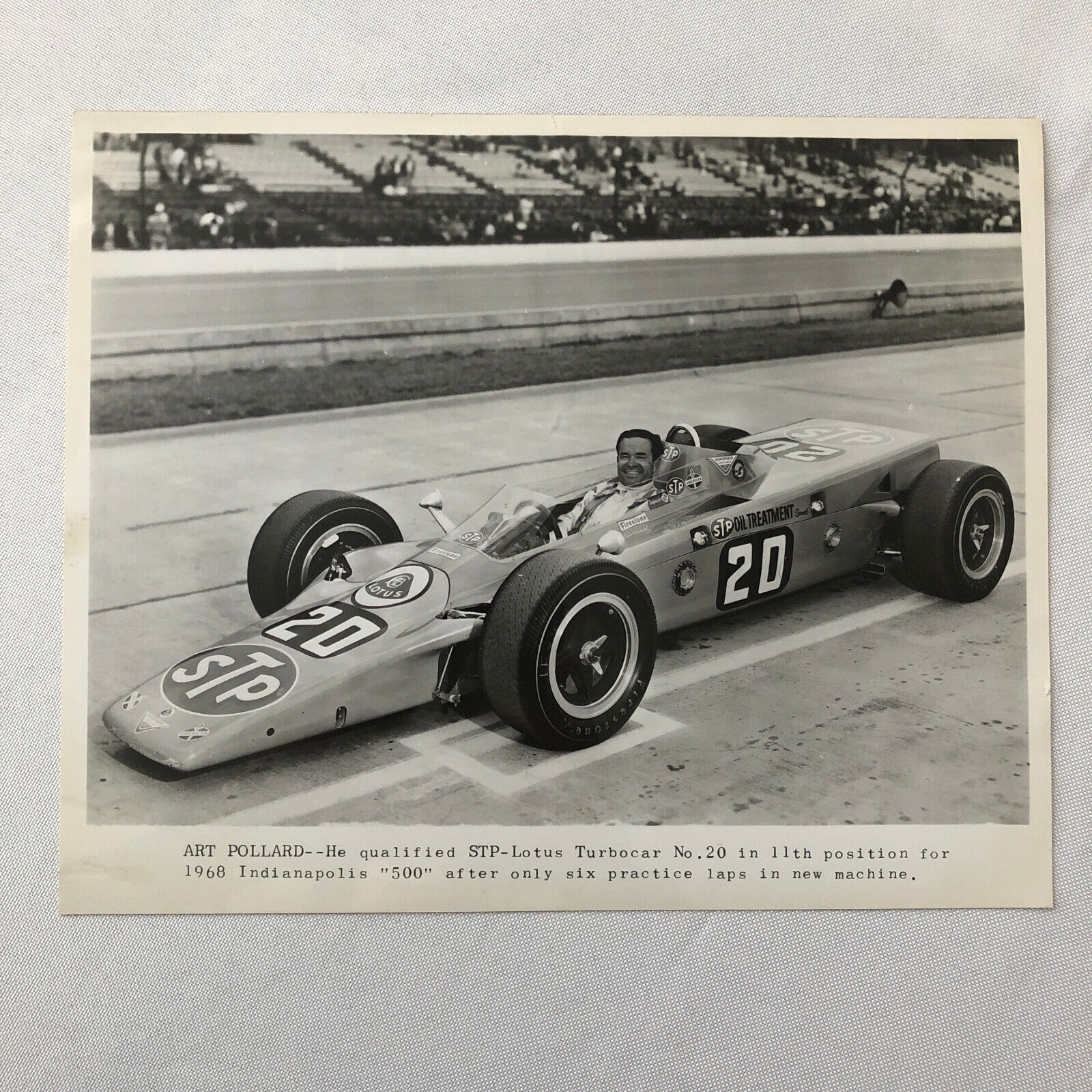 Vintage Indy Indianapolis 500 Racing Photo Photograph Art Pollard STP Lotus 1968