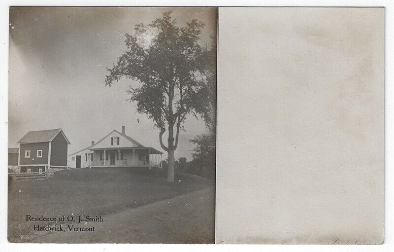 RPPC, Hardwick, Vermont, Early View of Residence of O. J. Smith