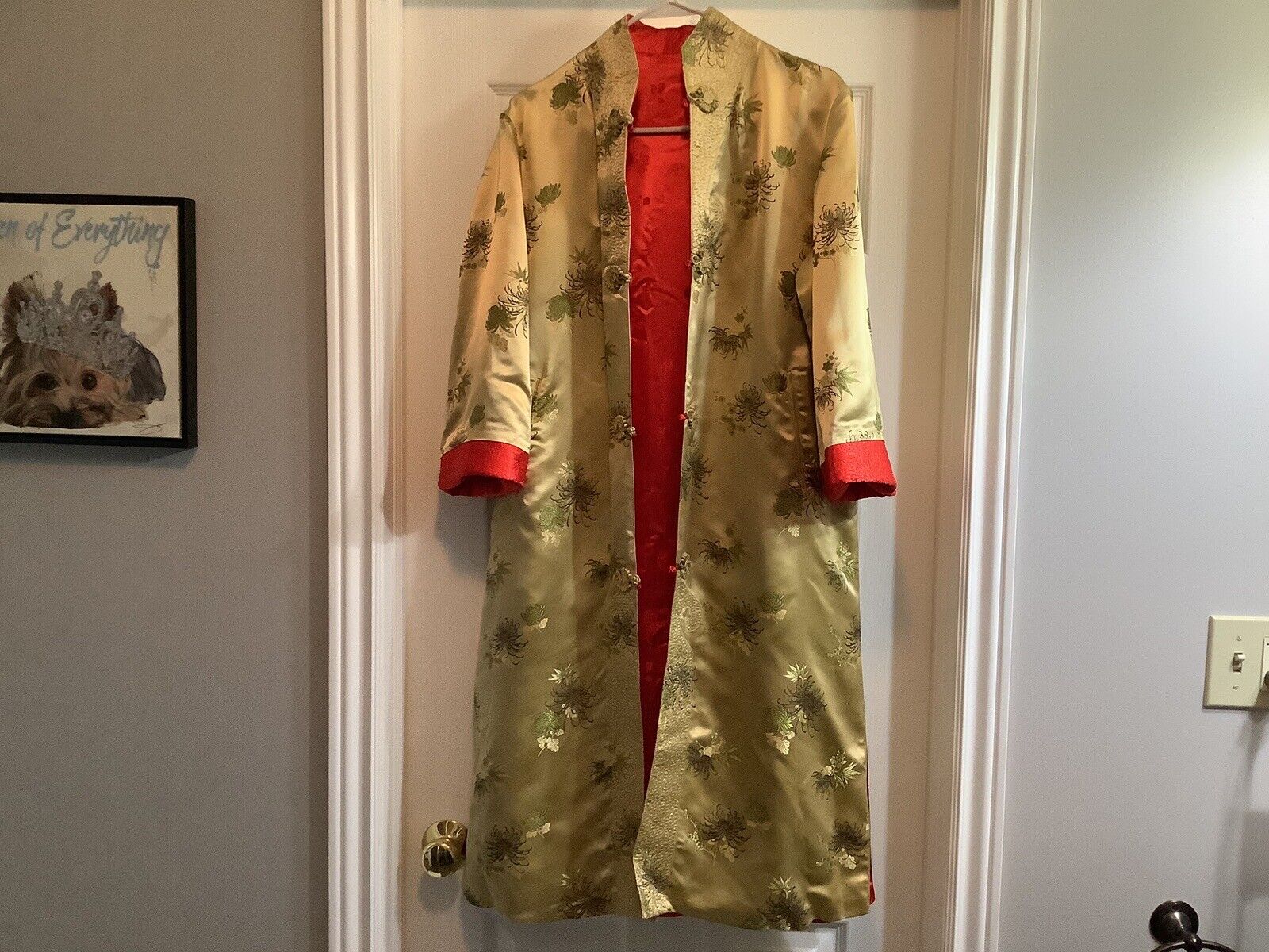 Vintage Peony Brand Shanghai China Kimono Reversible Gold And Red Size 40 Rare
