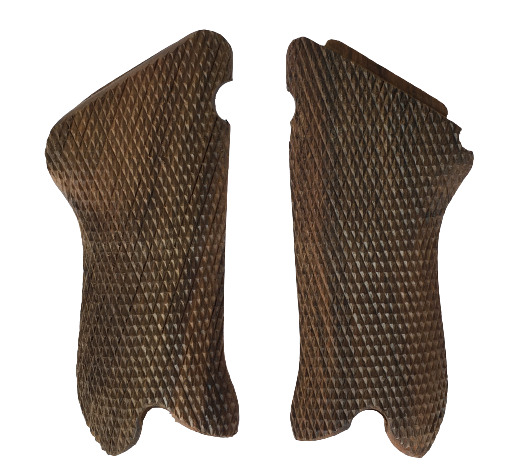 German Original WW2 P08 Luger Checkered Pattern Wooden Grips Reproduction