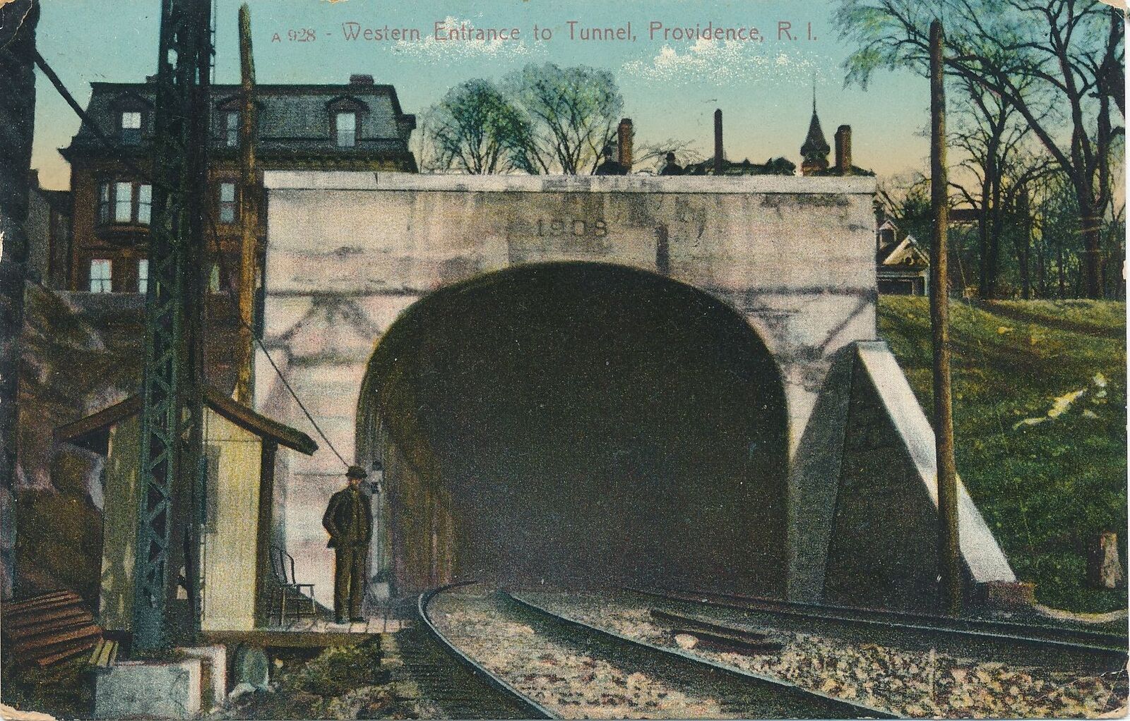 PROVIDENCE RI - Tunnel Western Entrance Postcard - 1910
