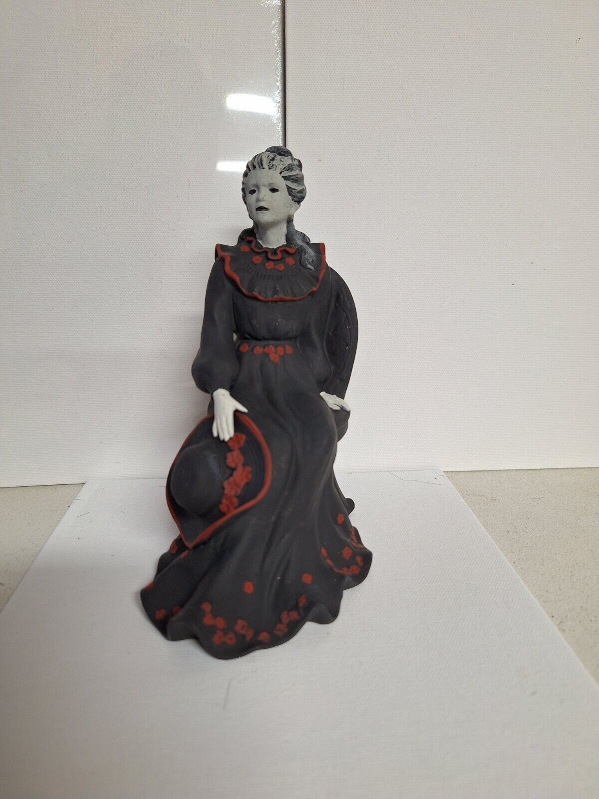 OOAK, Gothic Ceramic Lady On A Chair. Handpainted. 6 In Tall ,